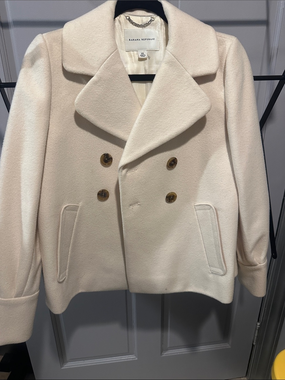 Banana Republic Cream Double-Breasted Peacoat XS